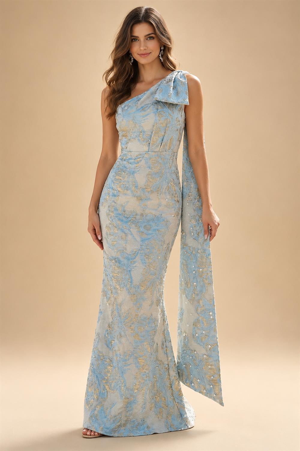 Jacquard A-Line/Princess V-Neck Floor-Length Mother of the Bride & Groom Dresses with Pockets (SHI22500987)