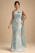Jacquard A-Line/Princess V-Neck Floor-Length Mother of the Bride & Groom Dresses with Pockets (SHI22500987)