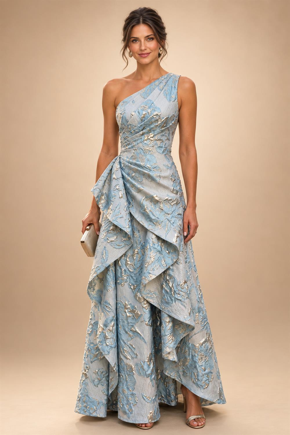 Lightweight Sheath Tea-Length Chiffon Mother of the Bride & Groom Dresses with Cowl Neck & Ruched Waist (SHI22500689)