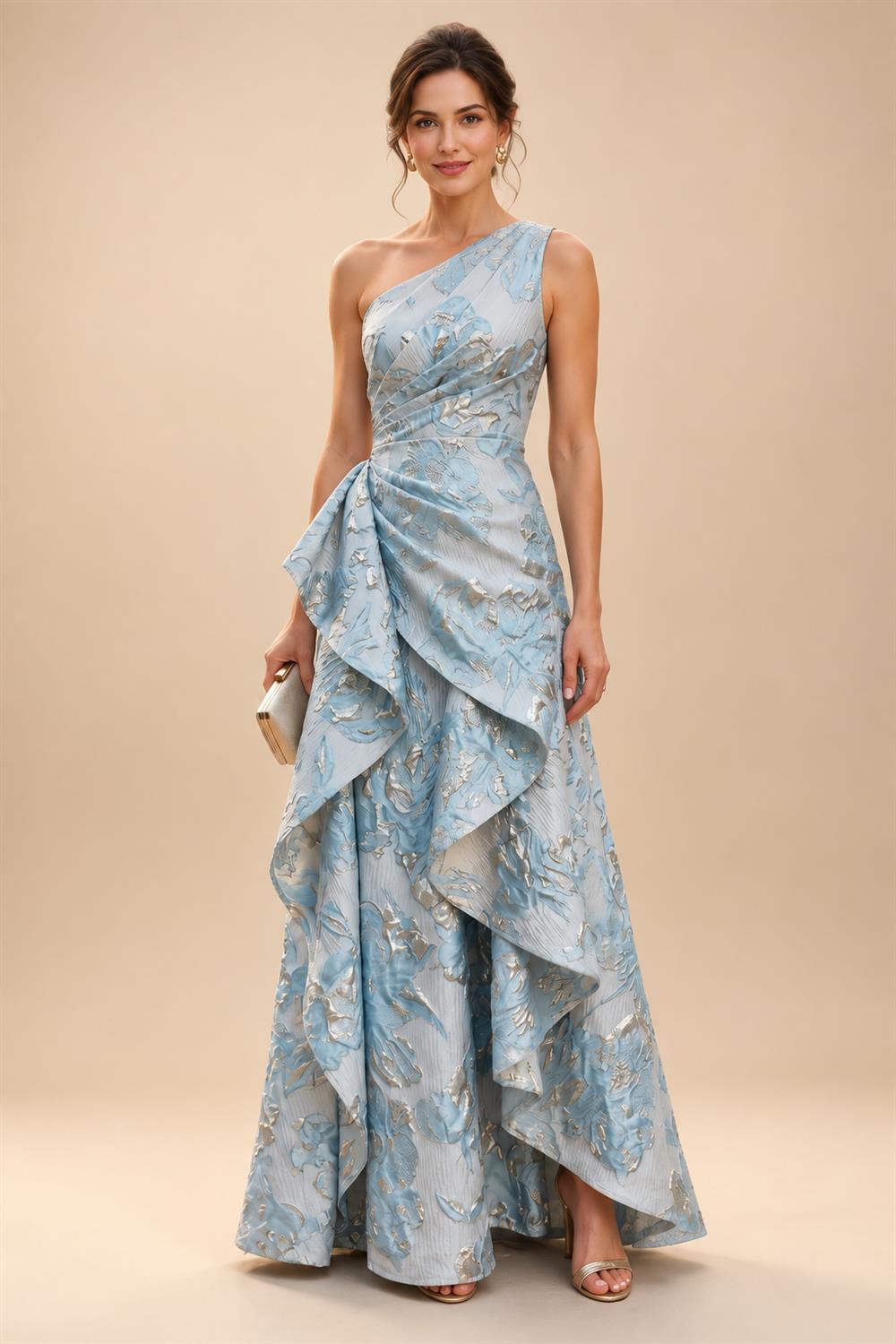 A-Line/Princess Off Shoulder Chiffon Maxi Mother of the Bride & Groom Dresses with Lace Appliques, Rhinestone & Pleats (SHI22501655)
