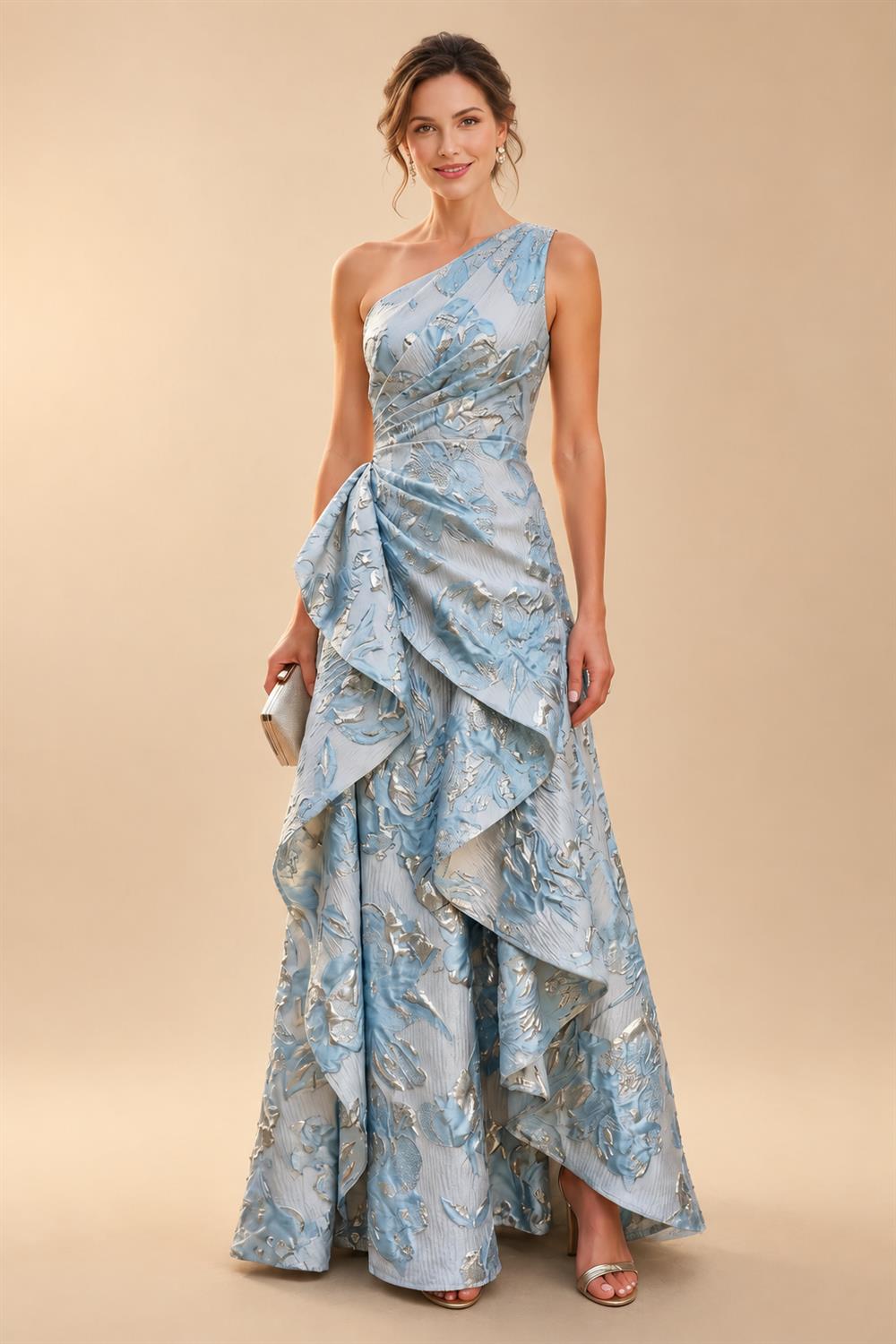 A-Line Floral Sequin Lace Floor-Length Mother of the Bride & Groom Dresses with Ruched Satin Bodice (SHI22500639)