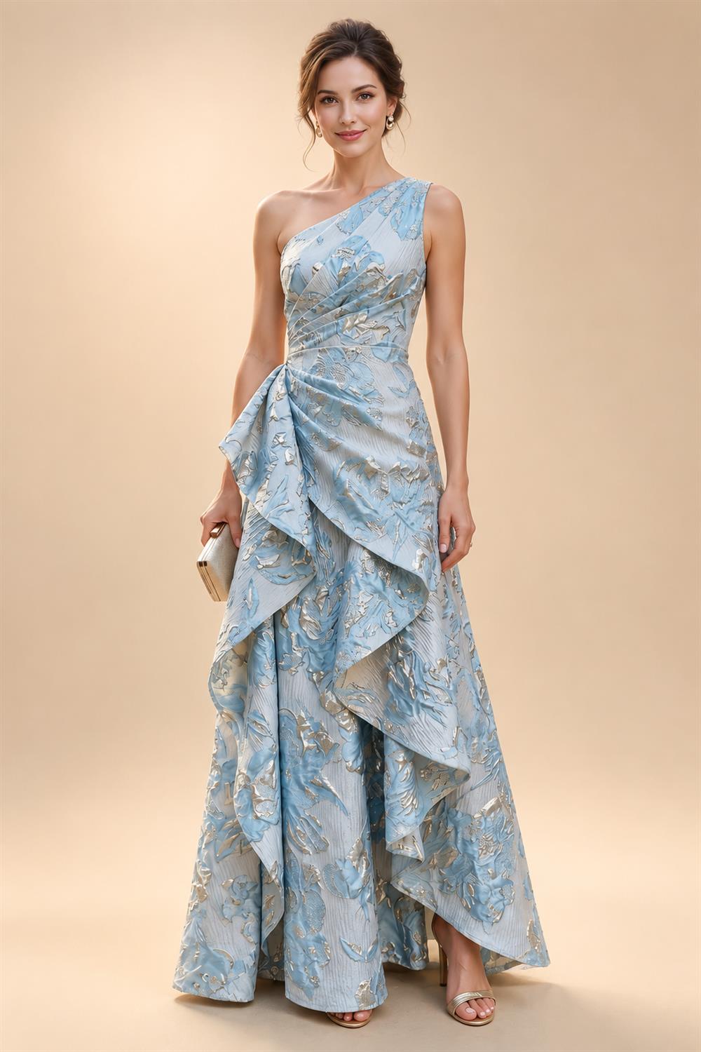 Sequin Floral Sheath/Column V-Neck Floor-Length Mother of the Bride & Groom Dresses with Ruched Waist (SHI22501219)