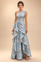 Jacquard Sheath/Column V-Neck Floor-Length Mother of the Bride & Groom Dresses with Ruched Waist (SHIB22500907)