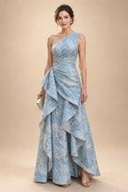 A-Line/Princess Off Shoulder Satin Floor-Length Mother of the Bride & Groom Dresses with 3D Flowers & Sweep Train (SHI22501552)