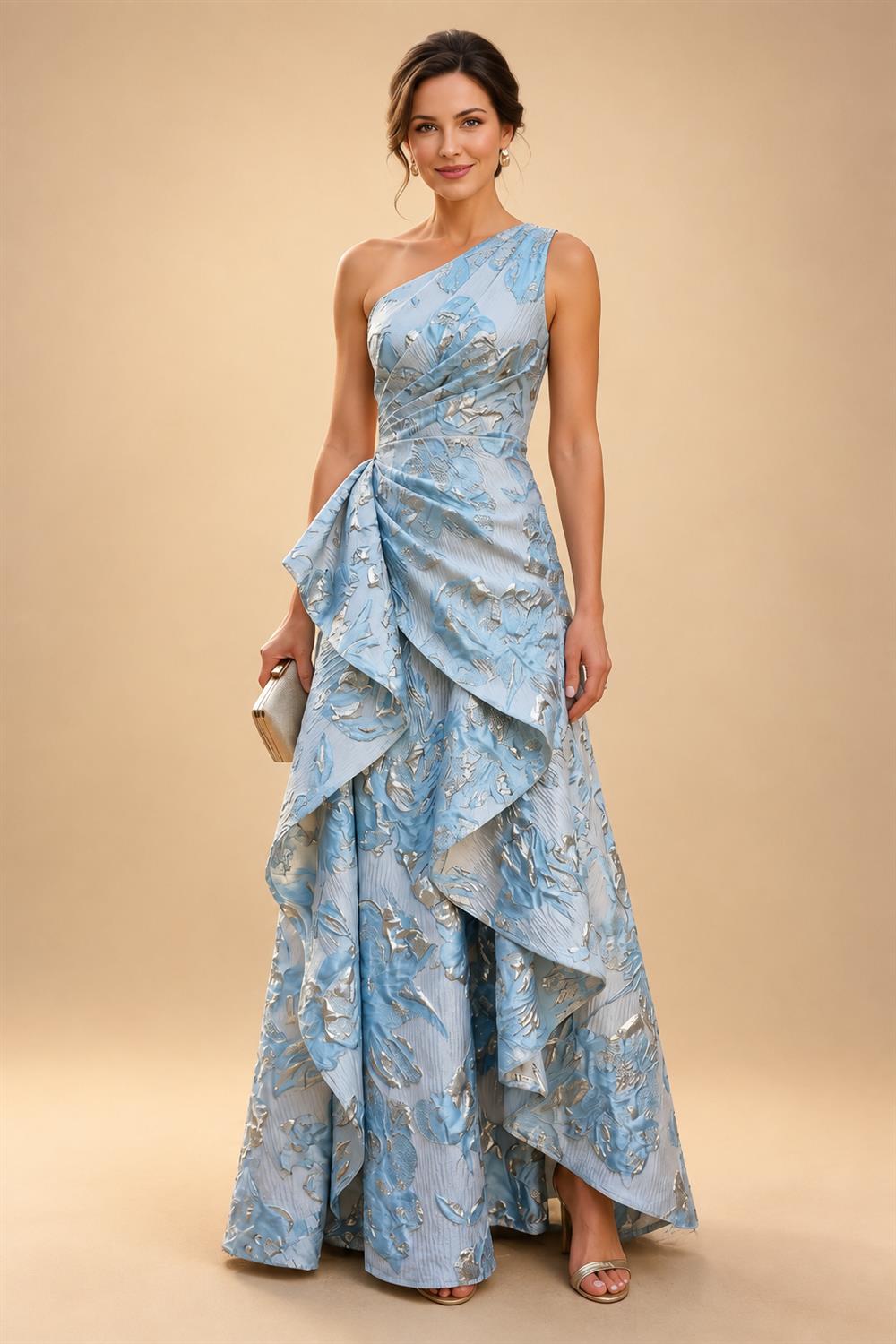 Scoop Neck Chiffon Floor-Length Mother of the Bride & Groom Jumpsuit with Lace Appliques (SHI22501558)