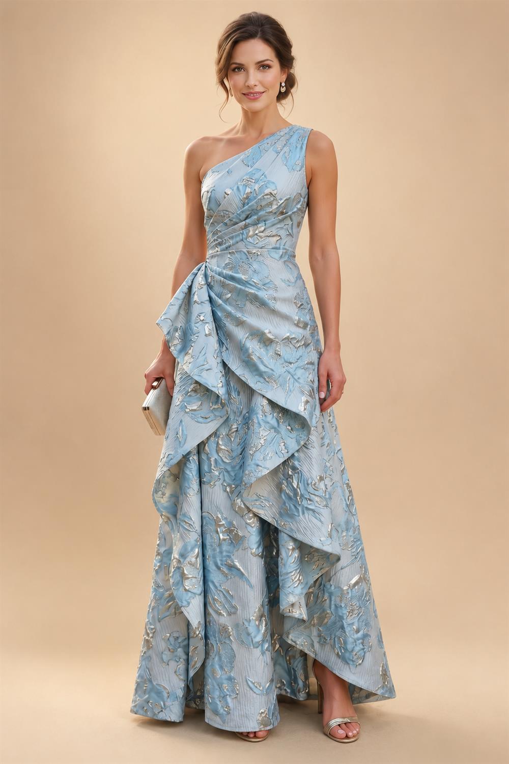 A-Line/Princess Off Shoulder Chiffon Floor-Length Mother of the Bride & Groom Dresses with Sequin, Lace Appliques & Pleats (SHI22501662)