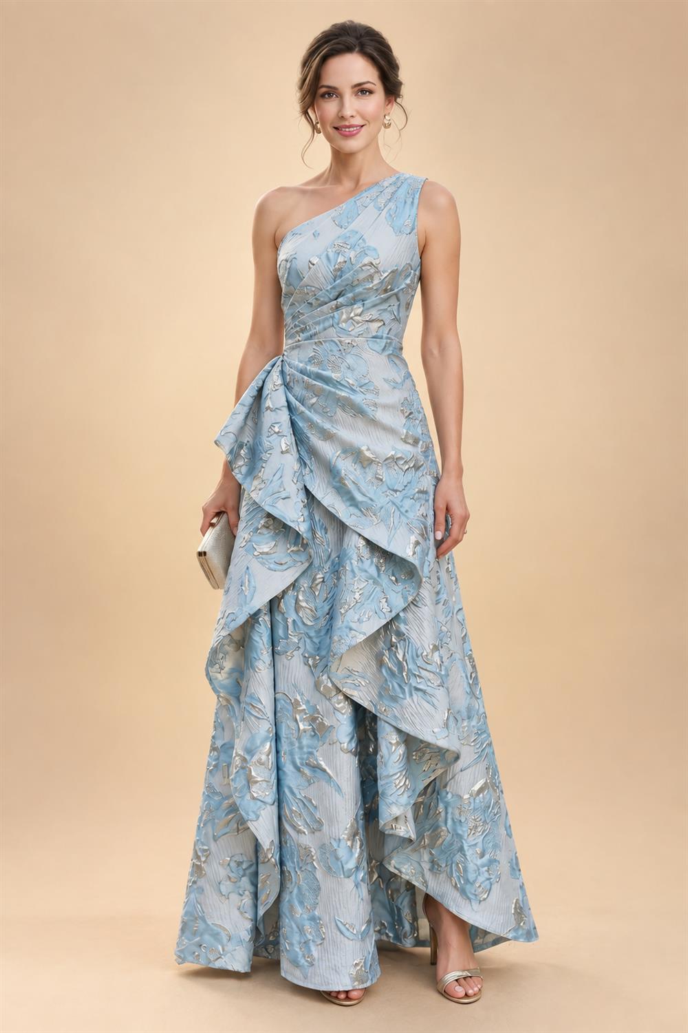 A-Line Pleated Chiffon One Shoulder Floor-Length Mother of the Bride & Groom Dresses (SHI22500625)
