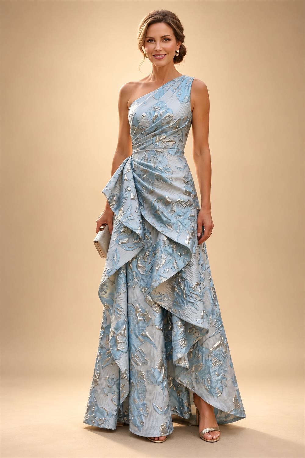 Tulle A-Line/Princess V-Neck Floor-Length Mother of the Bride & Groom Dresses with 3D Flowers (SHI22501351)