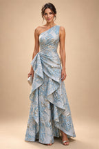 A-Line Chiffon Pleated Long Mother of the Bride & Groom Dresses with 3/4 Flutter Sleeves & Sequin Waist (SHI22500702)