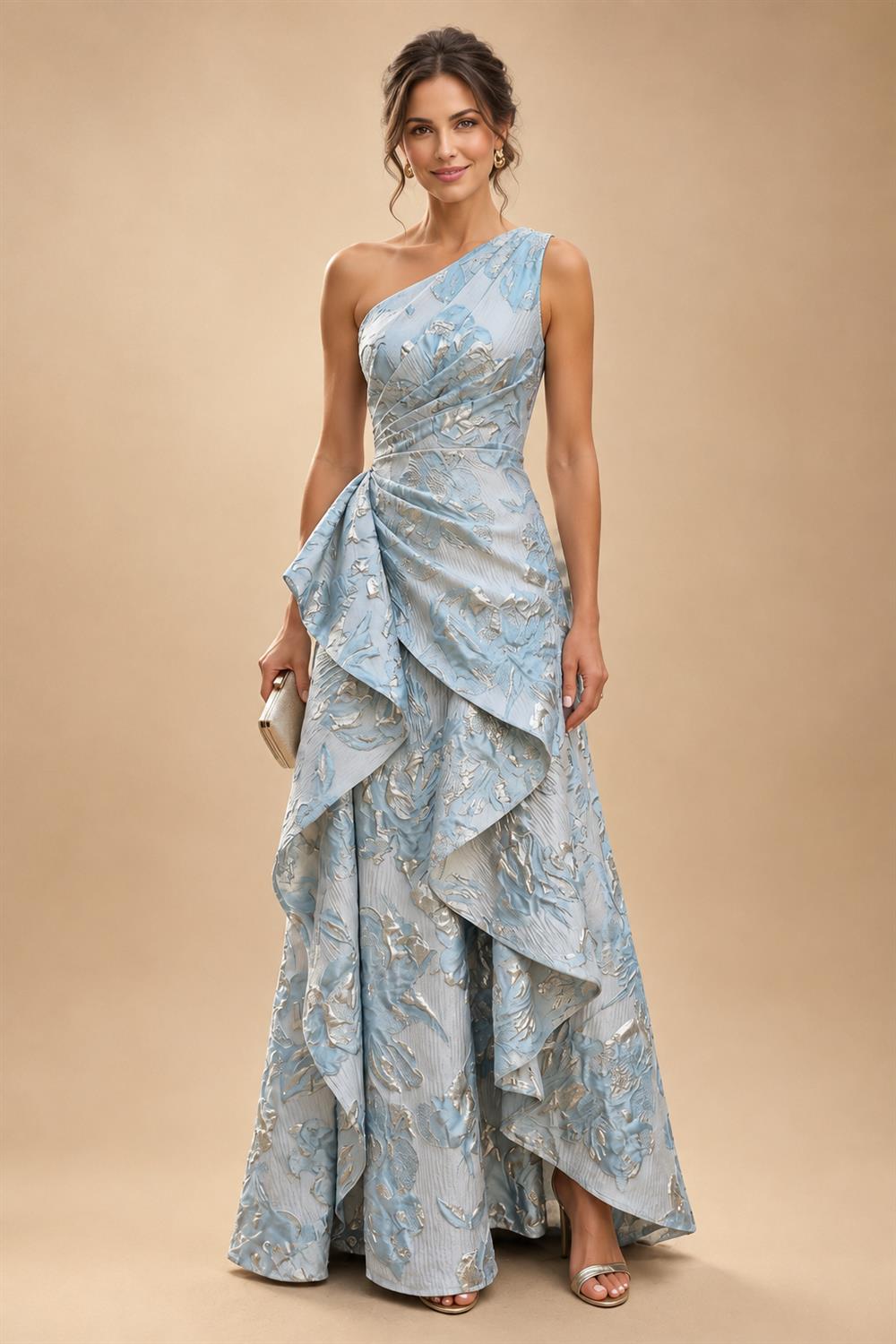 A-Line/Princess V-Neck Velvet Floor-Length Mother of the Bride & Groom Dresses with Ruched Waist (SHI22501614)