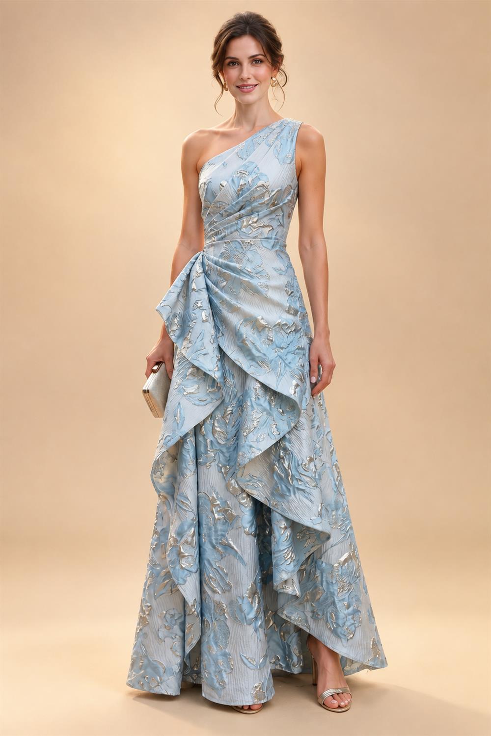 A-Line/Princess V-Neck Chiffon Maxi Mother of the Bride & Groom Dresses with Lace Appliques, Sweep Train & Bow (SHI22501641)
