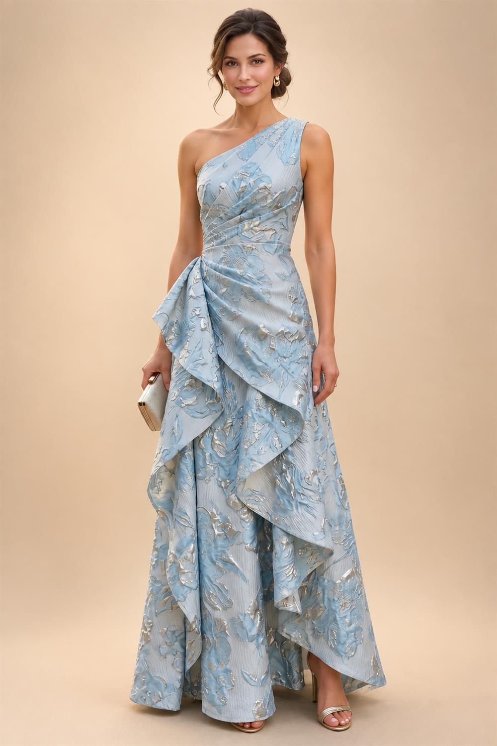A-Line/Princess V-Neck Velvet Floor-Length Mother of the Bride & Groom Dresses with Ruched Waist (SHI22501614)