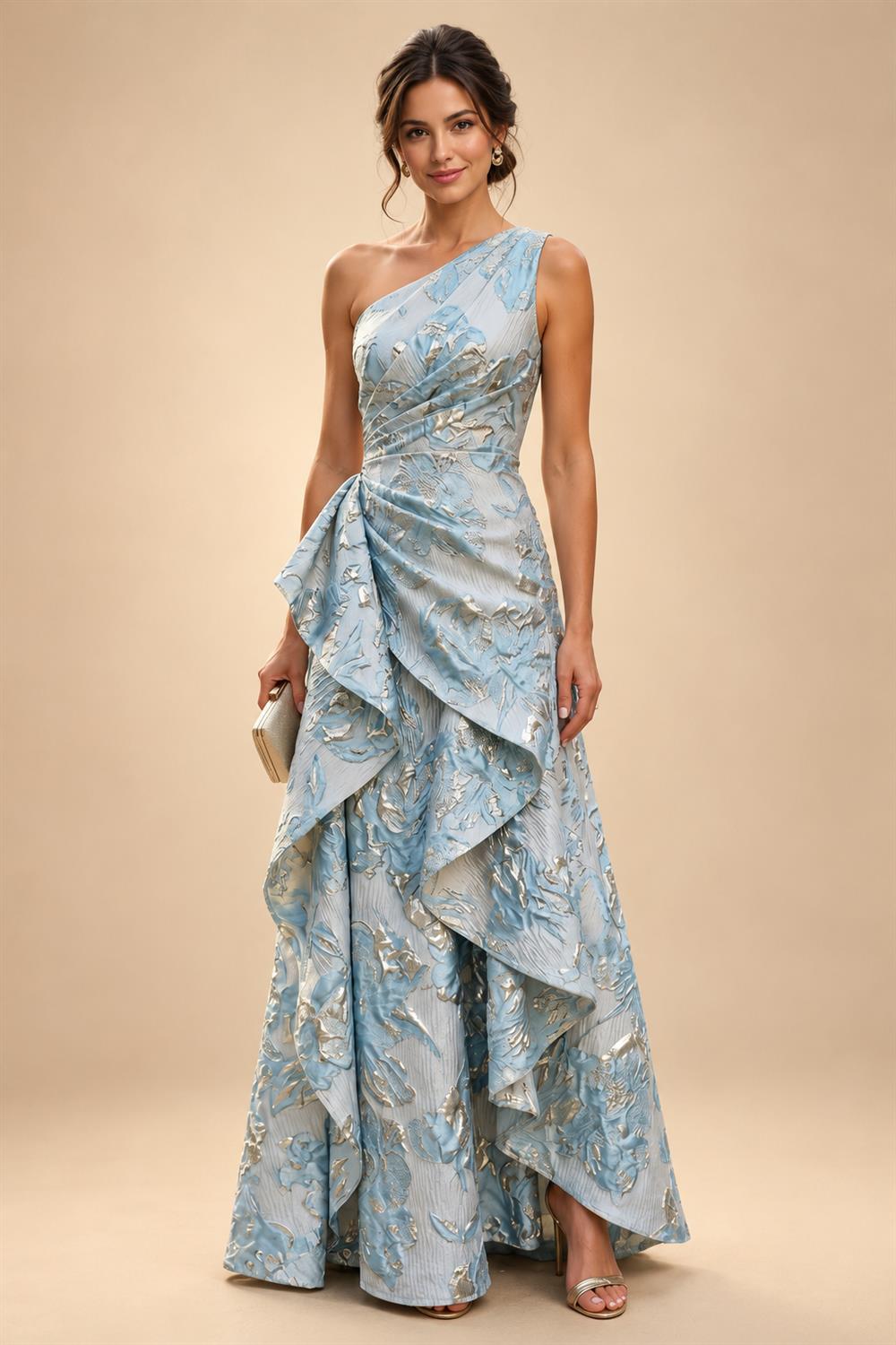 A-Line/Princess V-Neck Chiffon Floor-Length Mother of the Bride & Groom Dresses with Lace Appliques & Ruched Waist (SHI22501678)
