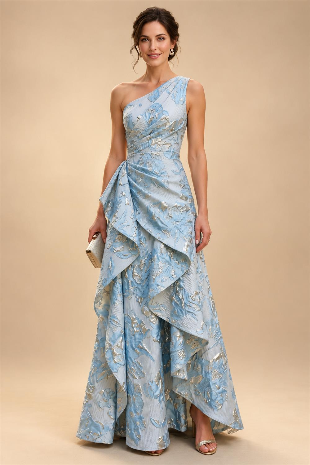 A-Line/Princess Strapless Lace Appliques Floor-Length Mother of the Bride & Groom Dresses with Pleats, Ruched Waist & Sweep Train (SHI22501664)