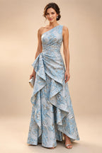 A-Line Floor-Length Chiffon Cape Sleeves Mother of the Bride & Groom Dresses with Tiered Ruffles (SHI22500723)