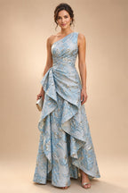 Sheath/Column Strapless Stretch Jersey Maxi Mother of the Bride & Groom Dresses with 3D Flowers & Slit (SHI22501694)