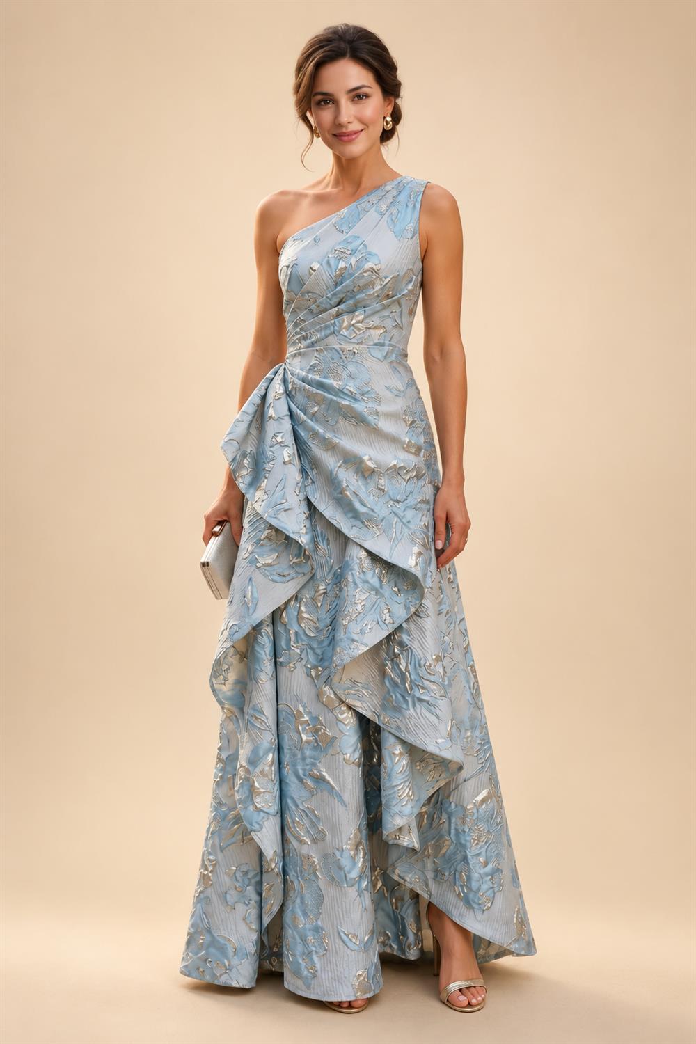 3/4 Sleeve Round Neck Sheath Midi Satin Mother of the Bride Dresses Formal Dress (SHI22500384)