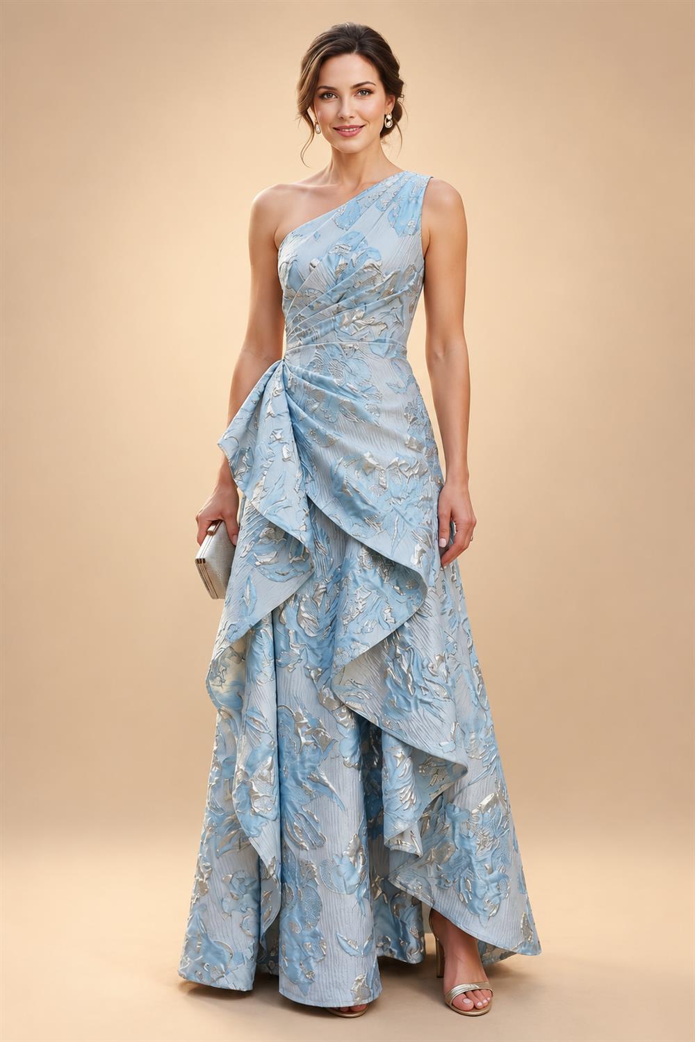 A-Line/Princess V-Neck Floral Embroidery Maxi Mother of the Bride & Groom Dresses with Ruched Waist (SHI22501624)