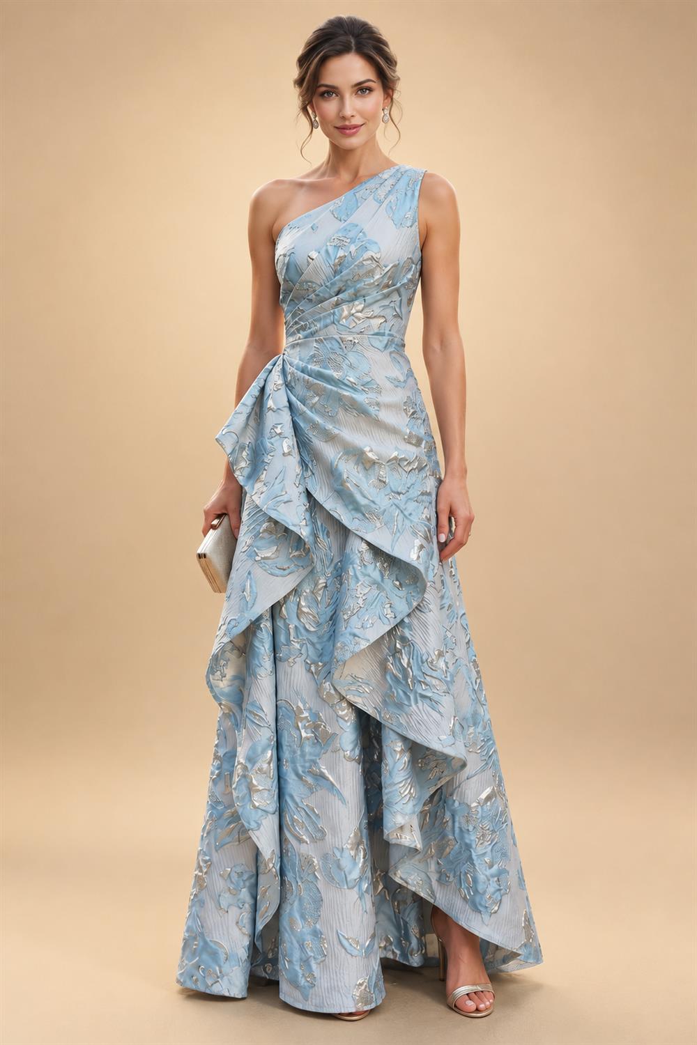 A Line Scoop 3/4 Sleeve Long Mixed Mother of the Bride Dresses with Sequins (SHI22500171)