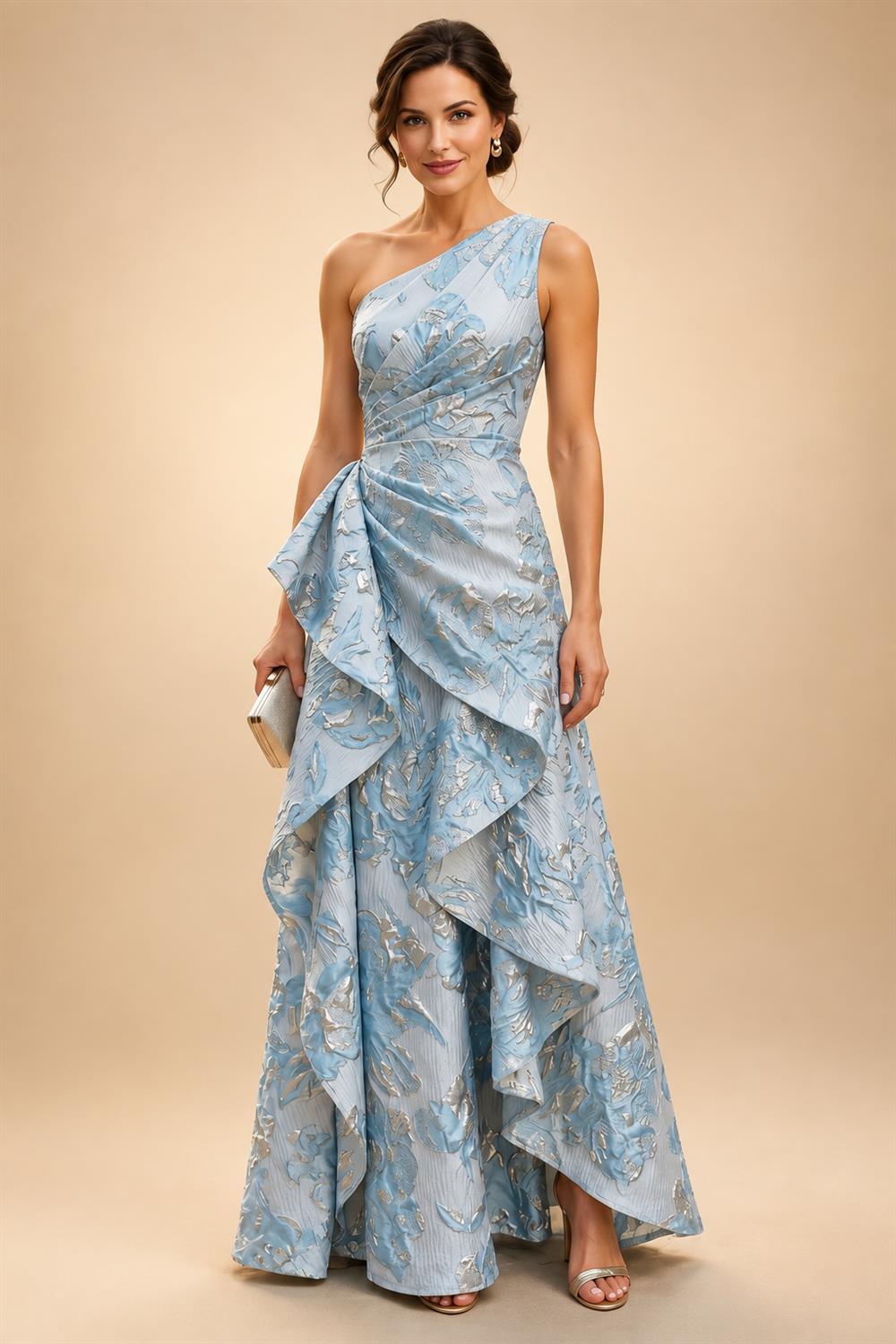 Sheath Floral Jacquard Off Shoulder Mother of the Bride & Groom Dresses with Flower (SHI22500777)