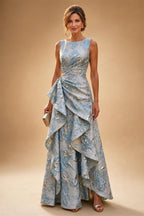 Floral Print A-Line/Princess Scoop Neck Floor-Length Mother of the Bride & Groom Dresses with Pockets (SHI22500916)