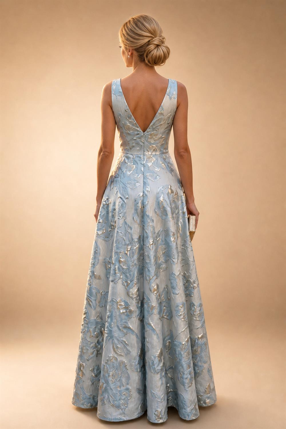 Floral Print A-Line/Princess Scoop Neck Floor-Length Mother of the Bride & Groom Dresses with Pockets (SHI22500916)