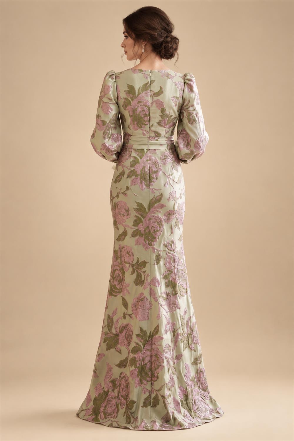 A-Line/Princess One Shoulder Chiffon Floor-Length Mother of the Bride & Groom Dresses with Lace Appliques, Sweep Train & Side Sash (SHI22501663)