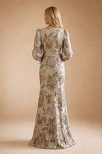 Sheath/Column Off Shoulder Stretch Jersey Floor-Length Mother of the Bride & Groom Dresses with Lace Appliques Sleeves & Slit (SHI22501550)