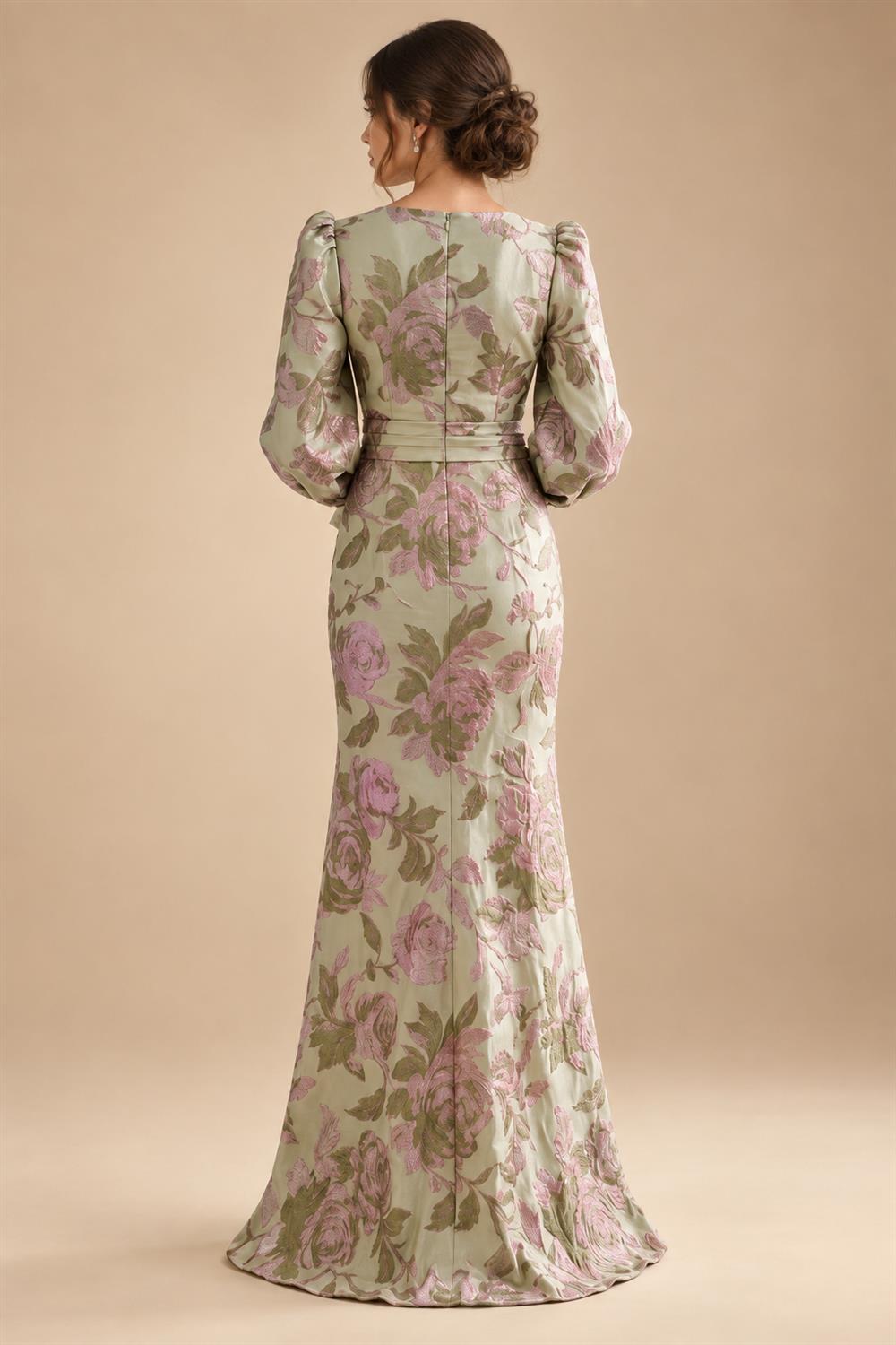 A-Line/Princess V-Neck Floral Embroidery Maxi Mother of the Bride & Groom Dresses with Ruched Waist (SHI22501624)