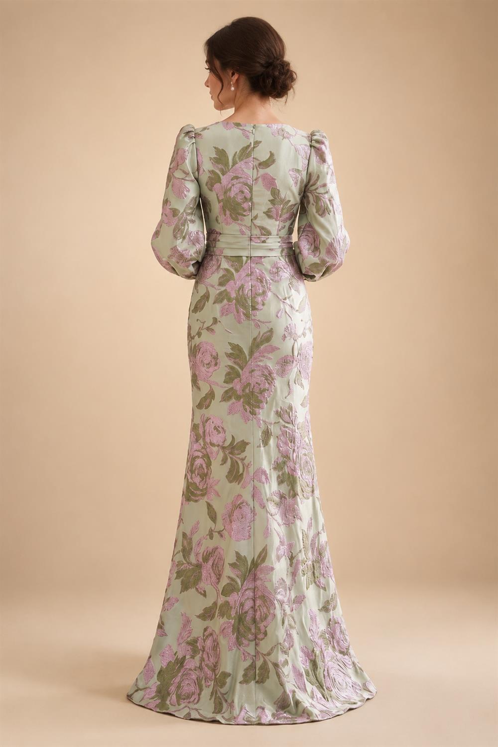A-Line/Princess V-Neck Floral Embroidery Maxi Mother of the Bride & Groom Dresses with Ruched Waist (SHI22501624)