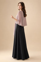 A Line Scoop 3/4 Sleeve Long Mixed Mother of the Bride Dresses with Sequins (SHI22500171)