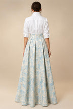Jacquard A-Line/Princess V-Neck Floor-Length Mother of the Bride & Groom Dresses with Belt (SHI22500943)