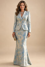 Two-Piece Mermaid Long Sleeve Floor-Length Mother of the Bride Dresses with Blazer Jacket (SHIA22500213)