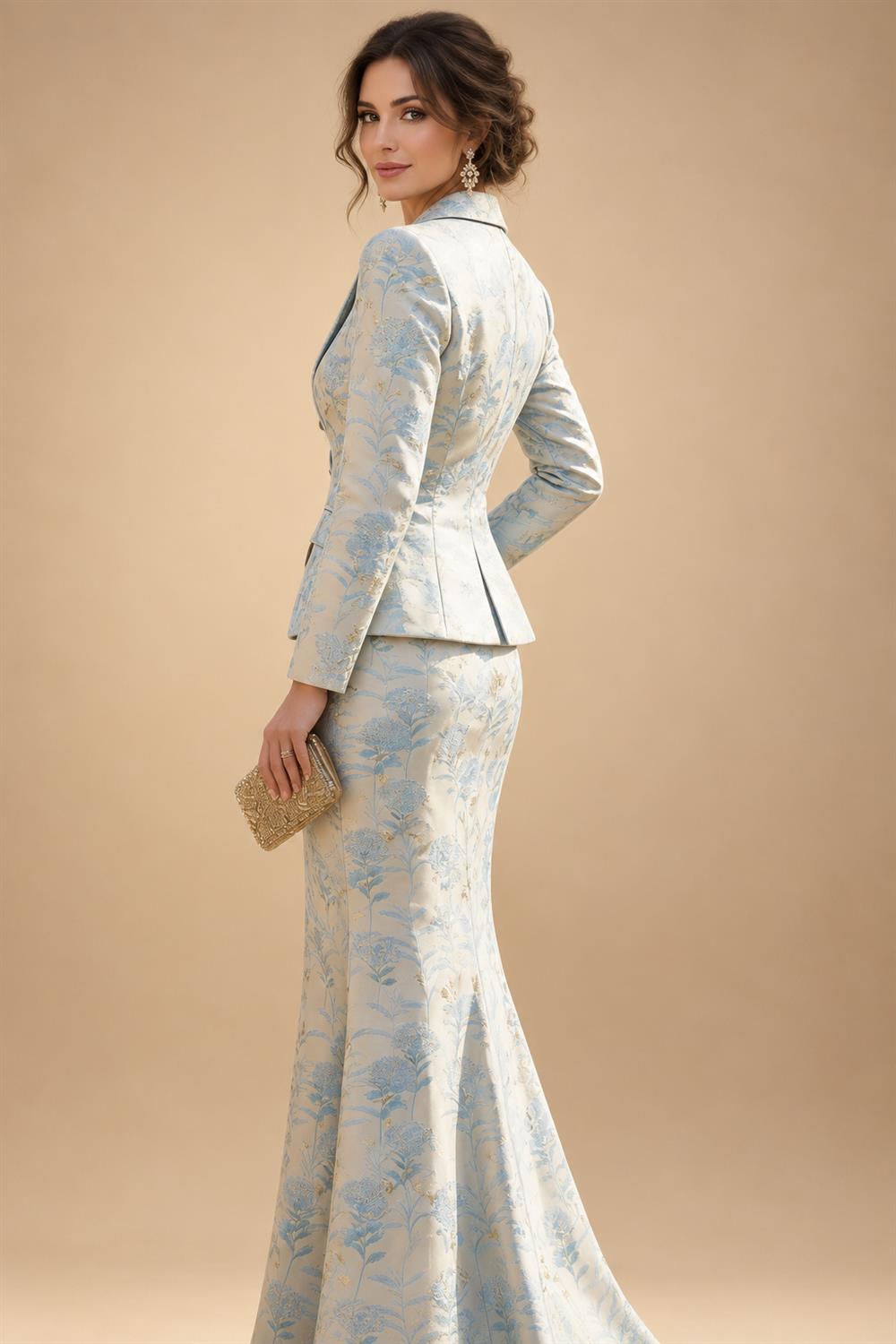Two-Piece Mermaid Long Sleeve Floor-Length Mother of the Bride Dresses with Blazer Jacket (SHIA22500213)