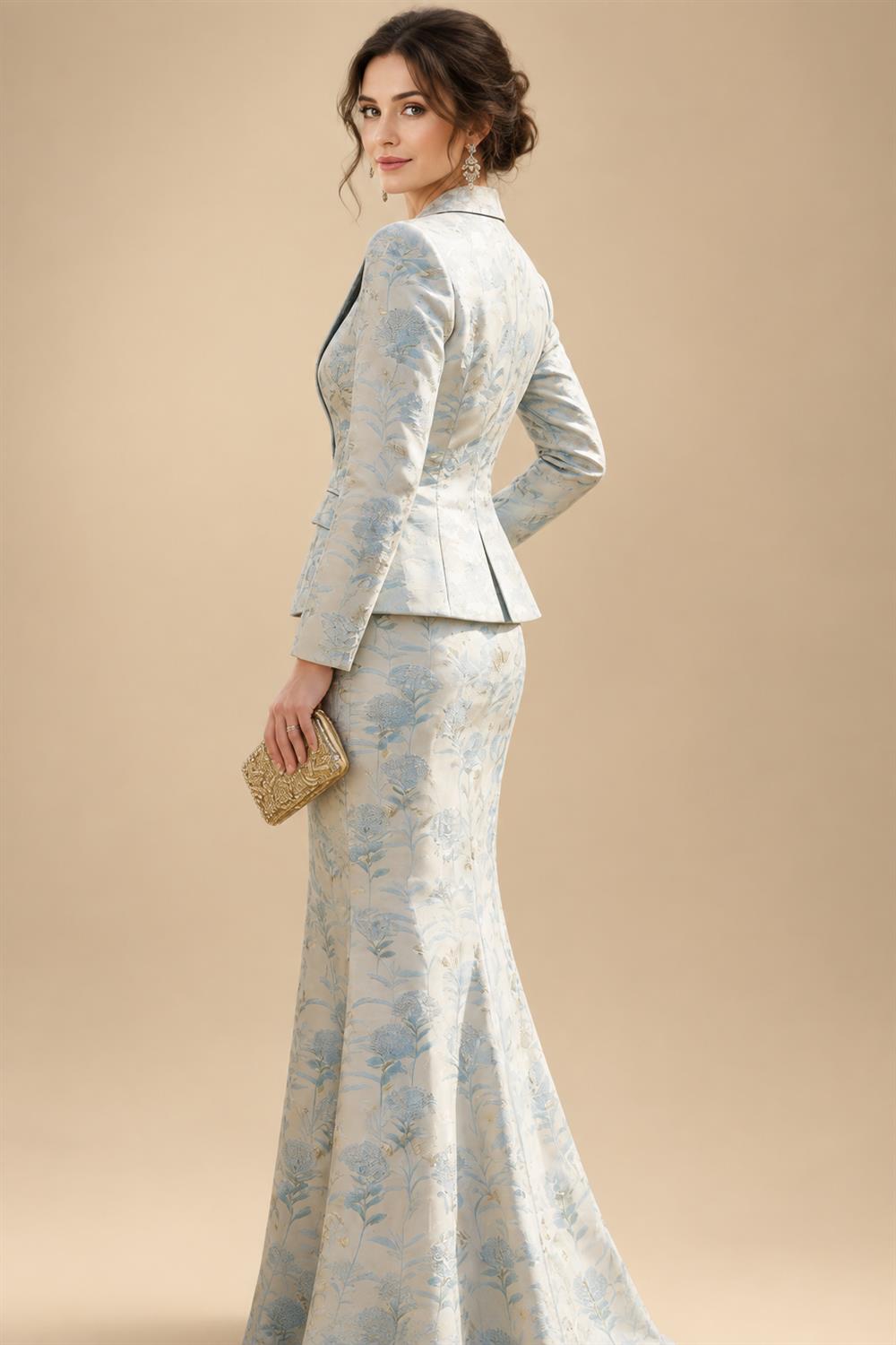 Two-Piece Mermaid Long Sleeve Floor-Length Mother of the Bride Dresses with Blazer Jacket (SHIA22500213)