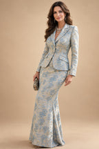 Two-Piece Mermaid Long Sleeve Floor-Length Mother of the Bride Dresses with Blazer Jacket (SHIA22500213)