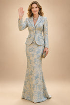 Two-Piece Mermaid Long Sleeve Floor-Length Mother of the Bride Dresses with Blazer Jacket (SHIA22500213)