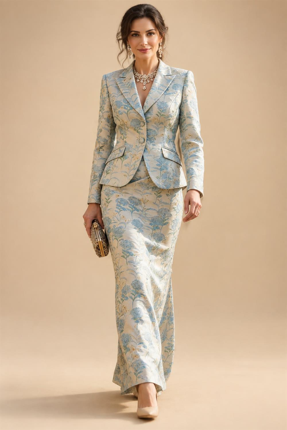 Two-Piece Mermaid Long Sleeve Floor-Length Mother of the Bride Dresses with Blazer Jacket (SHIA22500213)