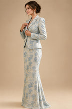 Two-Piece Mermaid Long Sleeve Floor-Length Mother of the Bride Dresses with Blazer Jacket (SHIA22500213)