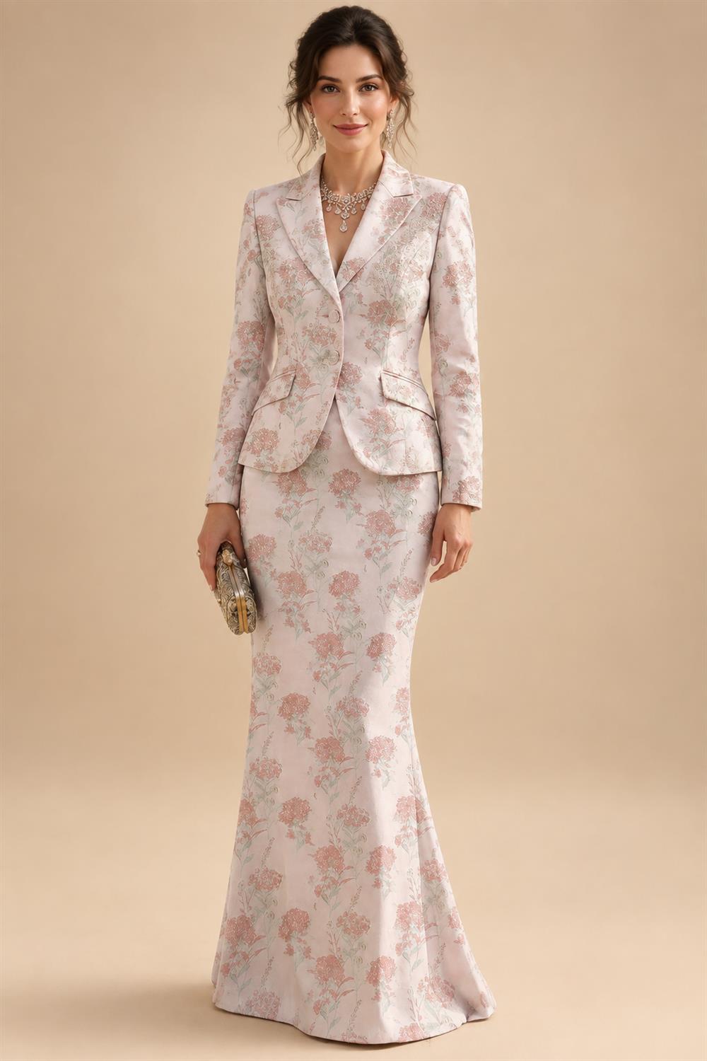 Two-Piece Mermaid Long Sleeve Floor-Length Mother of the Bride Dresses with Blazer Jacket (SHIA22500213)