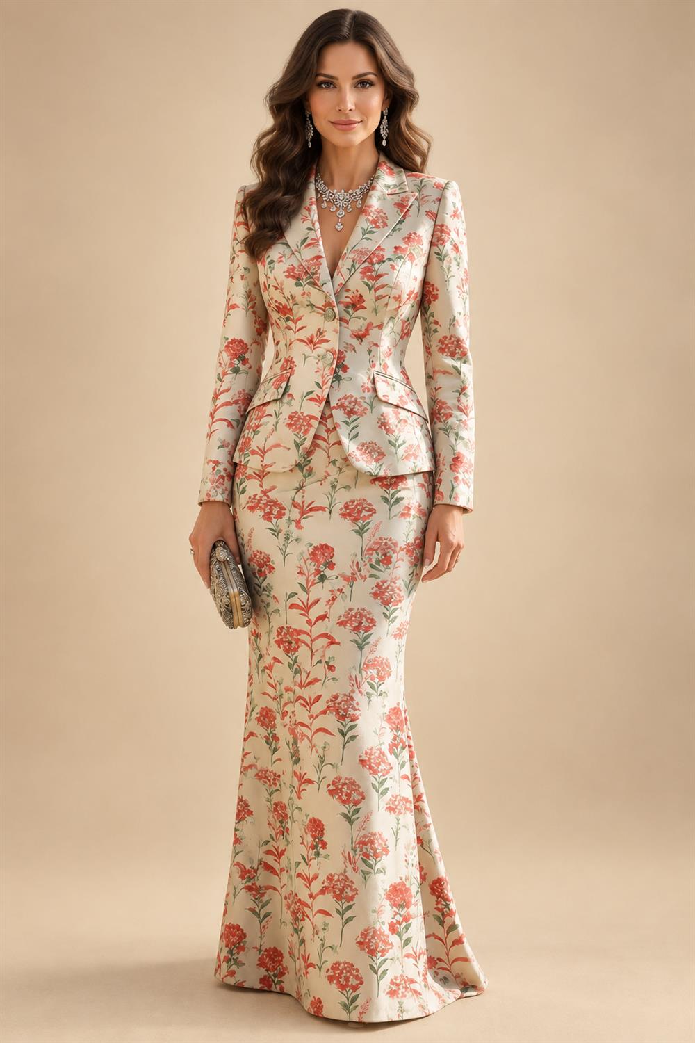 Two-Piece Mermaid Long Sleeve Floor-Length Mother of the Bride Dresses with Blazer Jacket (SHIA22500213)