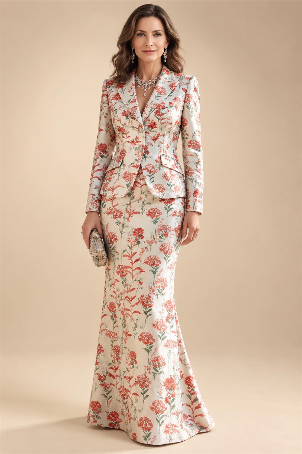 Two-Piece Mermaid Long Sleeve Floor-Length Mother of the Bride Dresses with Blazer Jacket (SHIA22500213)