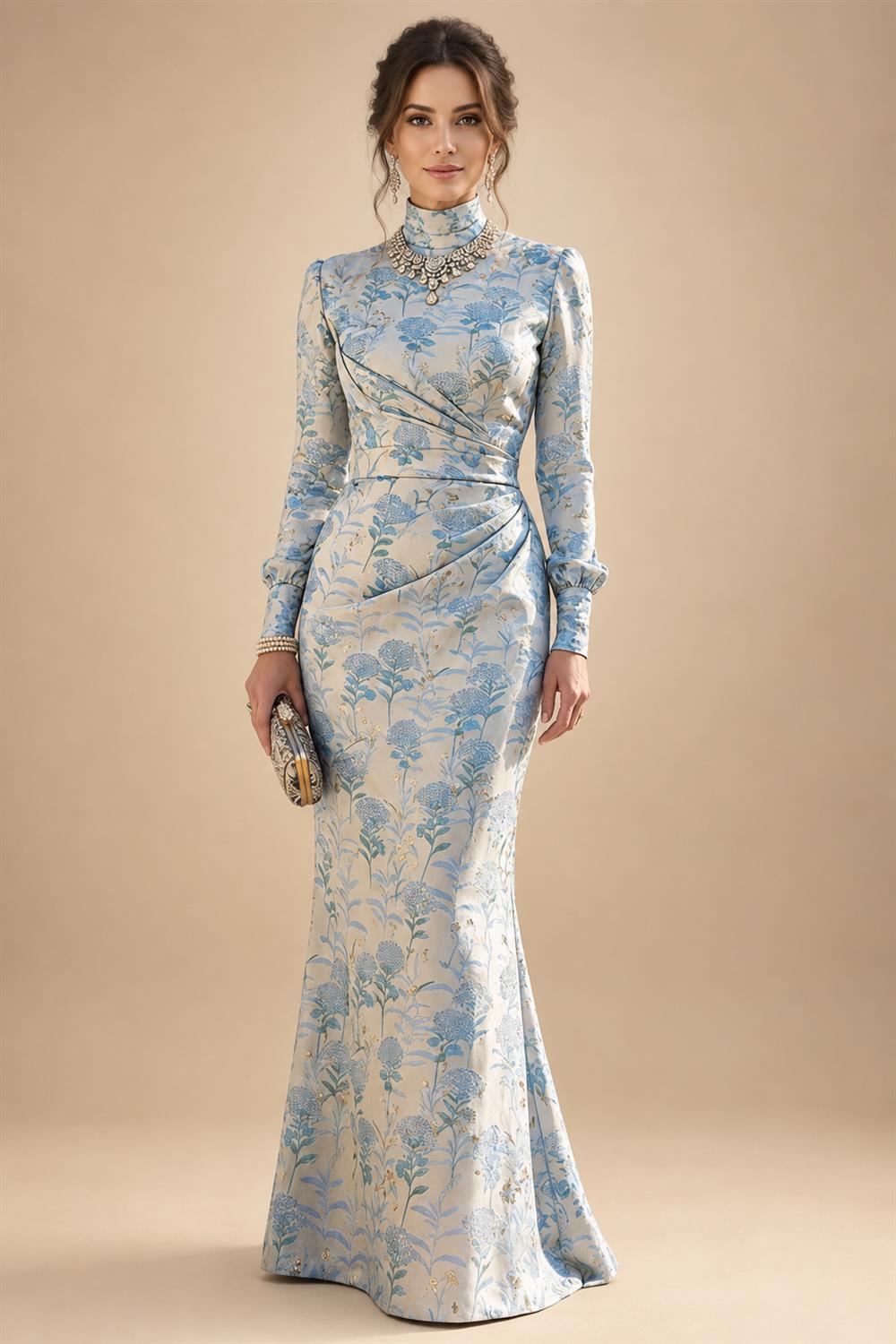 Two-Piece Mermaid Long Sleeve Floor-Length Mother of the Bride Dresses with Blazer Jacket (SHIA22500213)