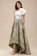 Mermaid Scoop Long Sleeve Floor Length Mother of the Bride Dresses with Peplum & Appliques (SHI22500269)