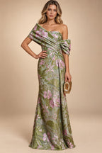 Sheath Satin Jacquard Off Shoulder Floor-Length Mother of the Bride & Groom Dresses (SHI22500823)
