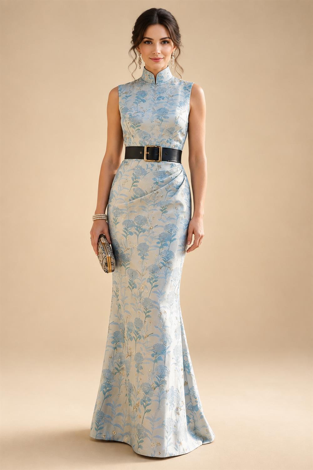 Two-Piece Mermaid Long Sleeve Floor-Length Mother of the Bride Dresses with Blazer Jacket (SHIA22500213)
