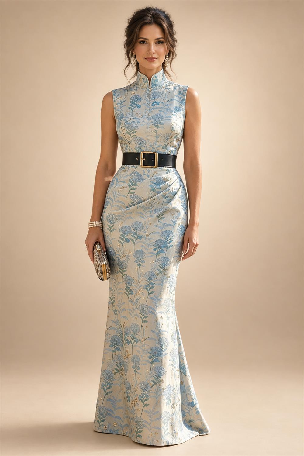 Two-Piece Mermaid Long Sleeve Floor-Length Mother of the Bride Dresses with Blazer Jacket (SHIA22500213)