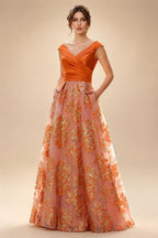 A-Line Floral Sequin Lace Floor-Length Mother of the Bride & Groom Dresses with Ruched Satin Bodice (SHI22500639)