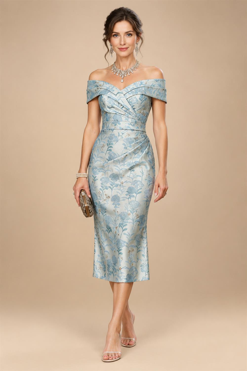 Mermaid Scoop Long Sleeve Floor Length Mother of the Bride Dresses with Peplum & Appliques (SHI22500269)