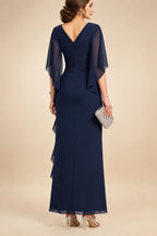 Sheath Silk Off Shoulder Ruched Maxi Mother of the Bride & Groom Dresses (SHI22500808)